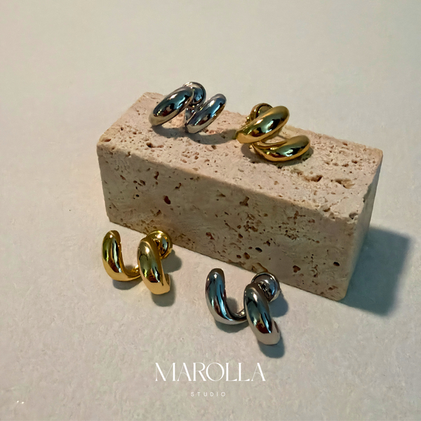 The Duet Huggie Studs